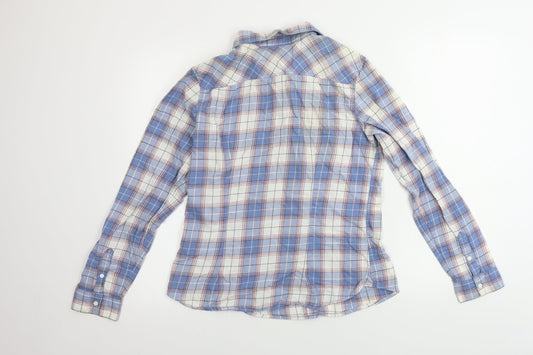 H&M Womens Blue Check Basic Button-Up Size 16