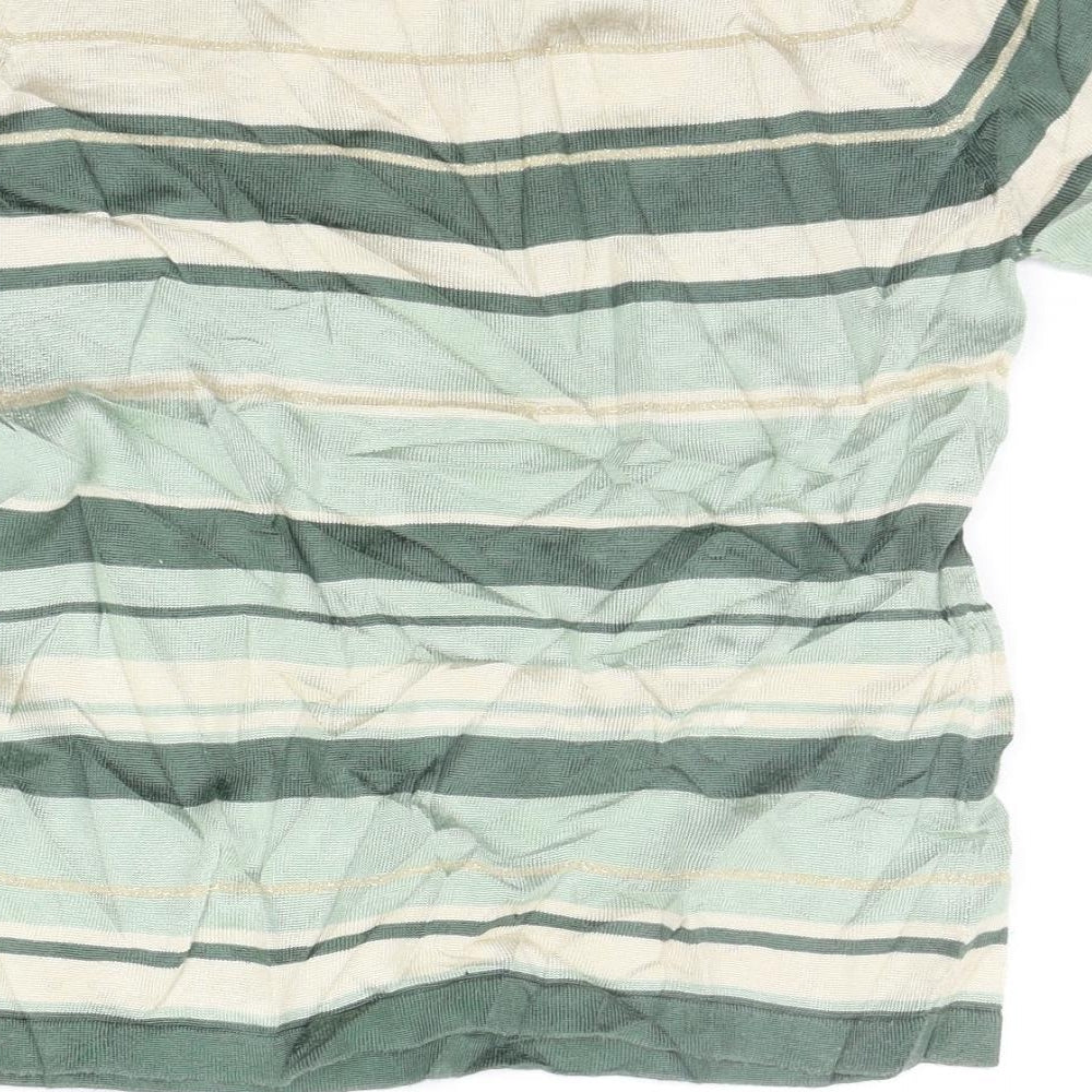 Marks and Spencer Womens Green Striped Pullover Jumper Size 14