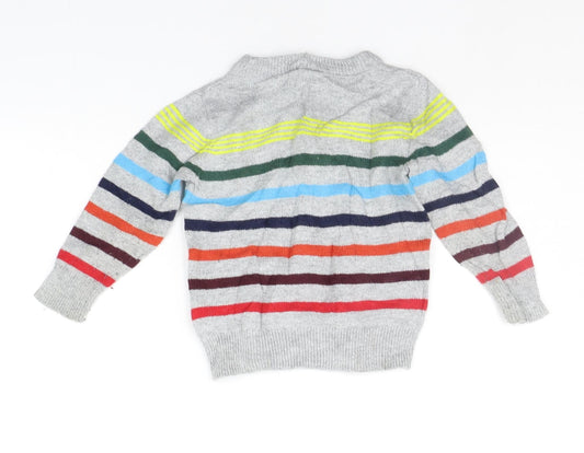 Gap Girls Grey Striped Pullover Jumper Size 2 Years