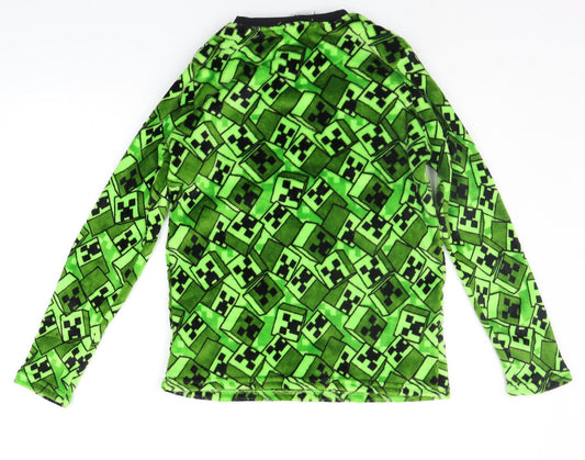 Primark Girls Green Solid Top Pyjama Top Size 13-14 Years - MINECRAFT