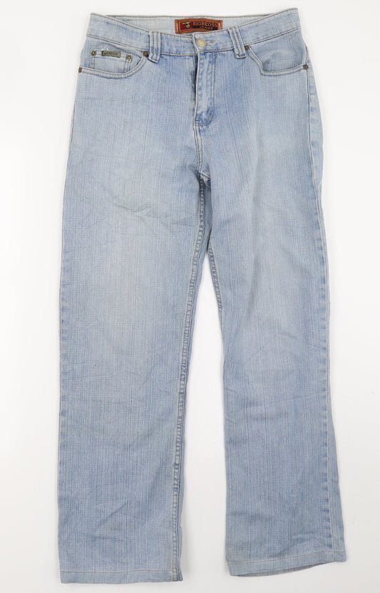 bigreoss Mens Blue Denim Straight Jeans Size 24 L34 in