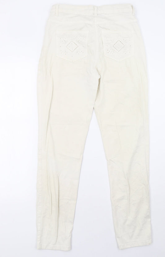 Caroll Womens White Denim Straight Jeans Size 10