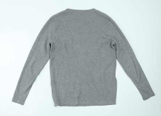Nines Mens Grey Pullover Jumper Size M