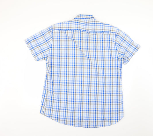 dos galgos Mens Blue Check Dress Shirt