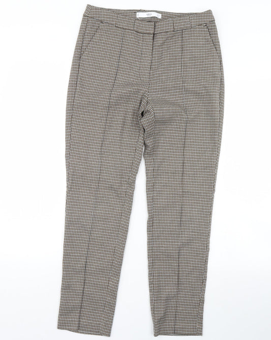 Mng Womens Beige Plaid Trousers Size S L30 in