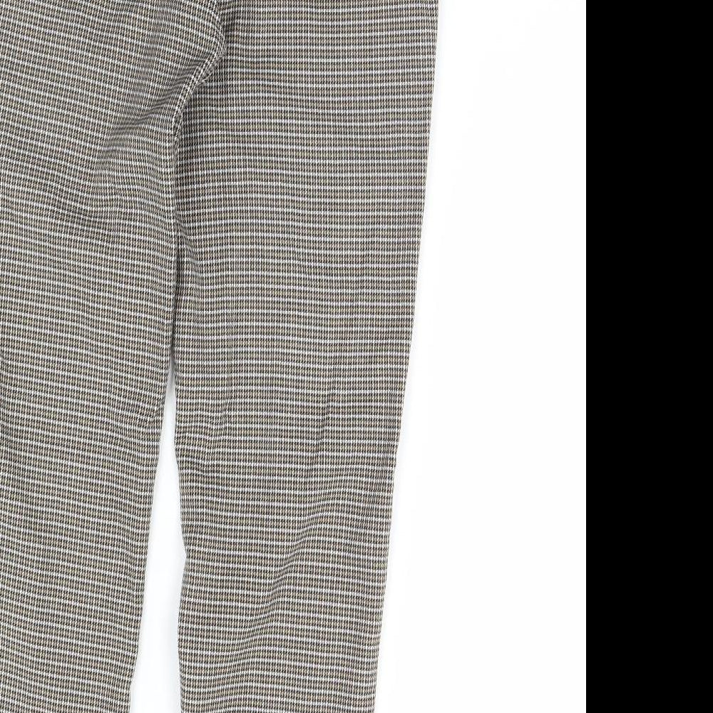 Mng Womens Beige Plaid Trousers Size S L30 in