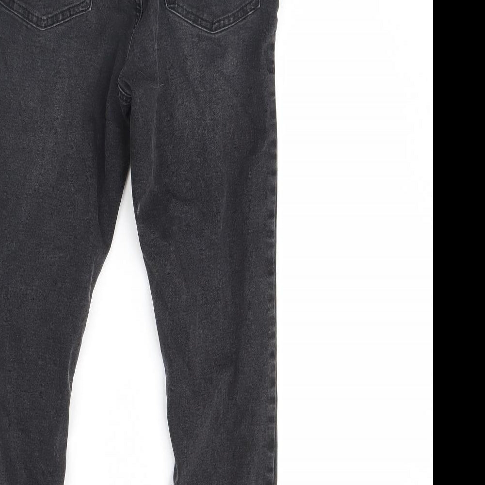 Brand and care label for Denim & Co. women’s black denim skinny jeans, size UK 12, 28-inch leg