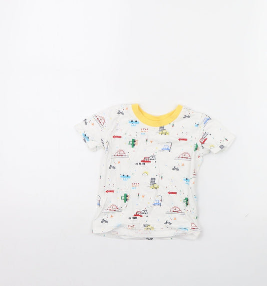George Baby White Spotted Basic T-Shirt Size 9-12 Months - Cars