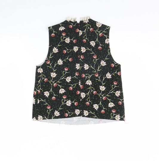 Topshop Womens Black Floral Basic Tank Size 6