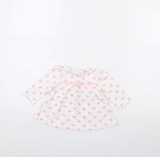 Little Me Girls White Polka Dot Basic Blouse Size 9-12 Months