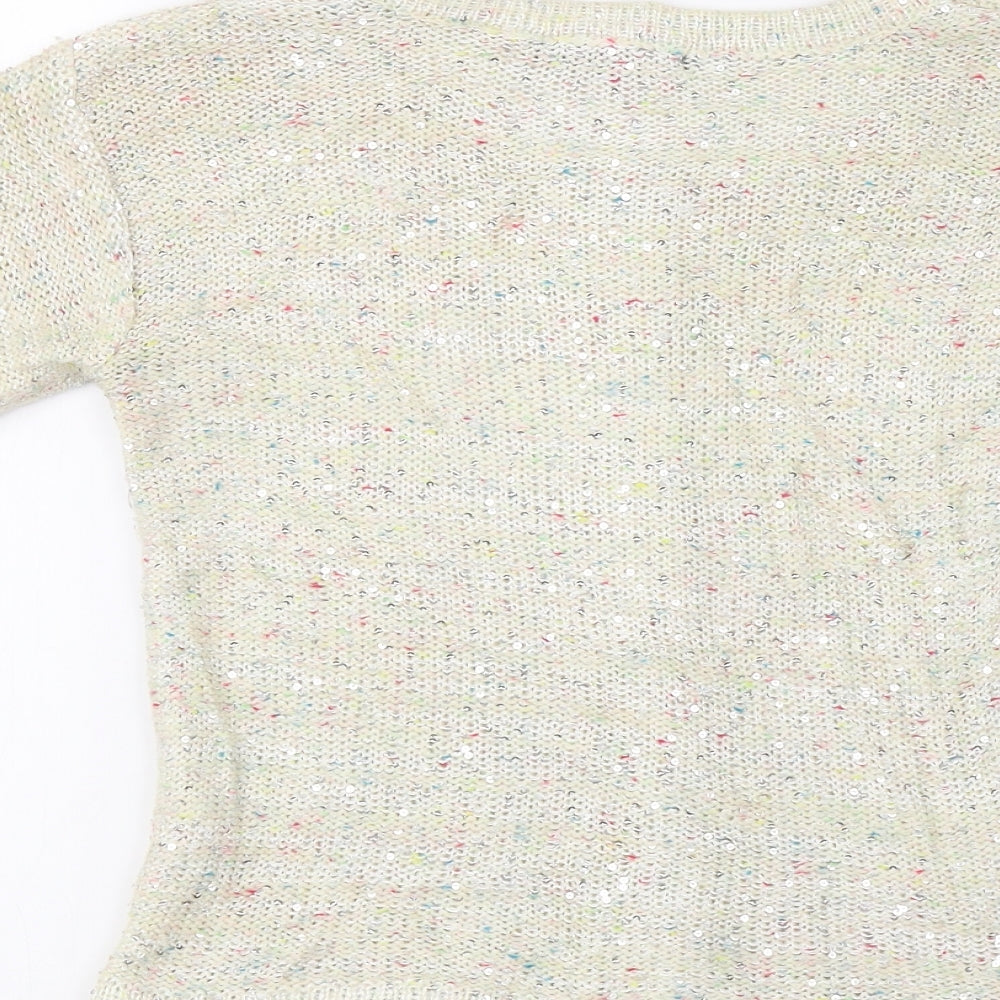 Primark Womens Beige Pullover Jumper Size 6 - Sequinned