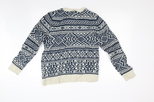 H&M Mens Multicoloured Fair Isle Pullover Sweatshirt