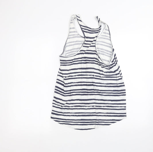 New Look Womens White Striped Basic Tank Size 8