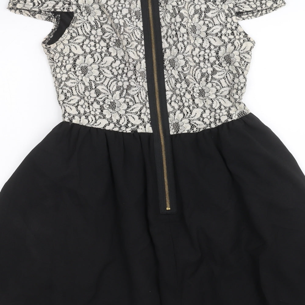 Brand and care label for Missguided women’s black a-line, size UK 10