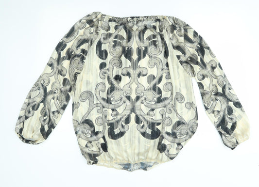 Joanna Hope Womens Gold Floral Basic Blouse Size 12