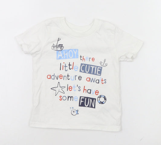 George Baby White Basic T-Shirt Size 9-12 Months - Ships, Sea, Adventure