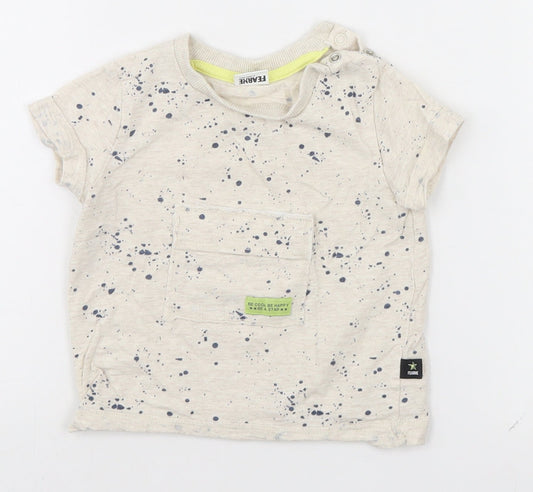Mini Club Baby Grey Spotted Basic T-Shirt Size 9-12 Months - Be Cool Be Happy Be a Star