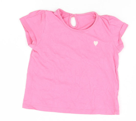 Preworn Boys Pink Basic T-Shirt Size 12-18 Months - Heart