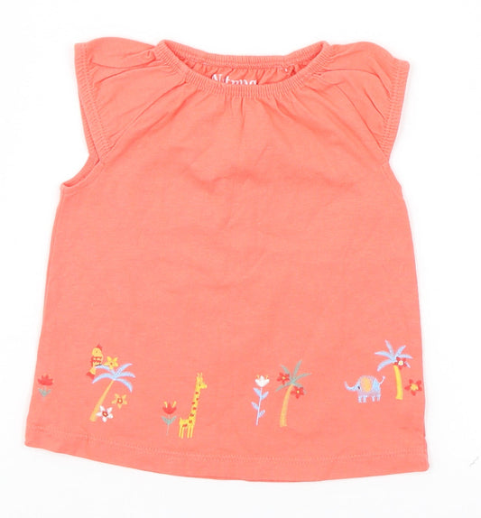 Nutmeg Baby Orange Basic T-Shirt Size 6-9 Months - Animals