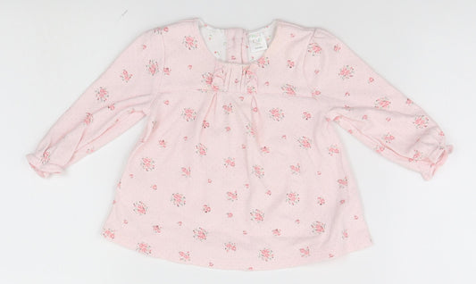 Mini Club Girls Pink Floral Basic Dress Shirt Size 6-9 Months