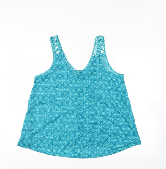H&M Womens Blue Geometric Basic Blouse Size M