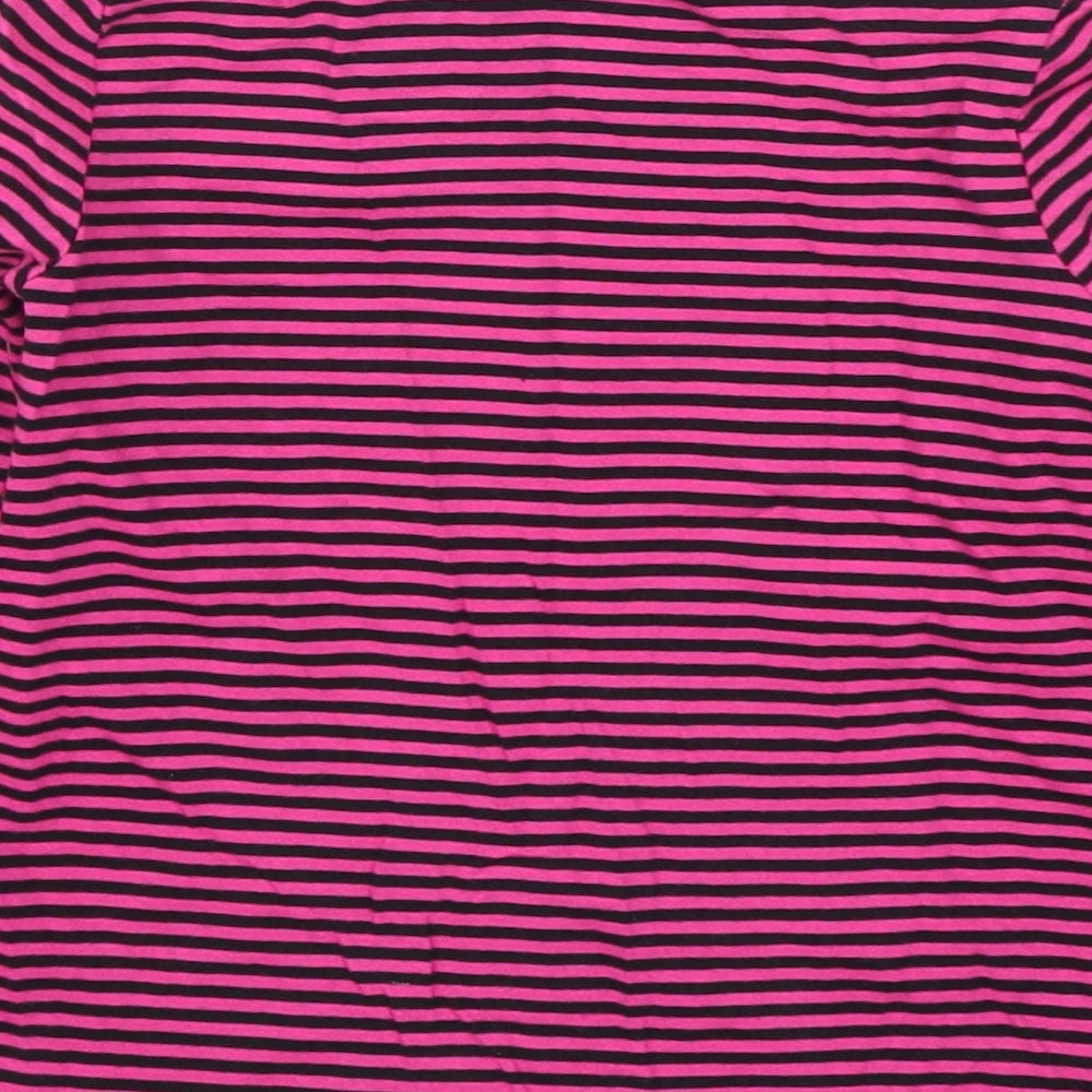 George Girls Pink Striped Basic T-Shirt Size 5-6 Years