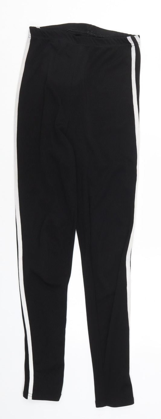 Boohoo Womens Black Striped Carrot Trousers Size 8 L27 in