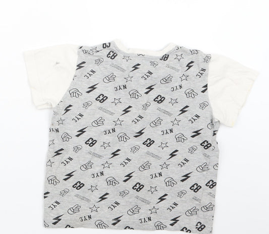 Matalan Boys Grey Geometric Pyjama Top Size 7 Years