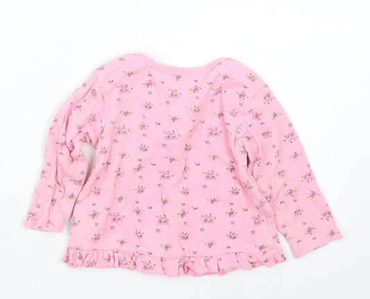 Babaluno Girls Pink Floral Basic T-Shirt Size 9-12 Months