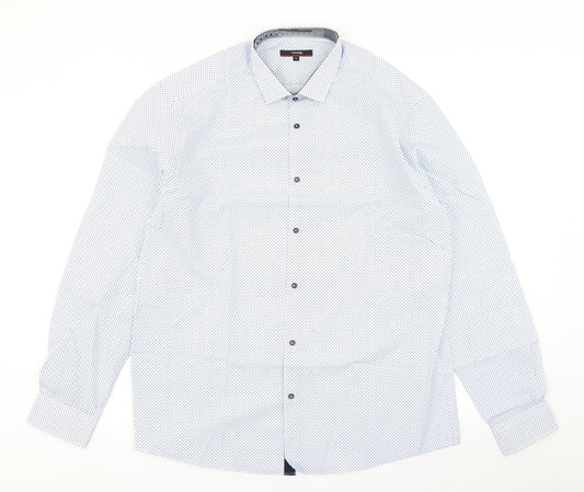 George Mens Blue Polka Dot Dress Shirt Size 14