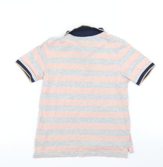 Indigo Boys Grey Striped Basic Polo Size 7-8 Years