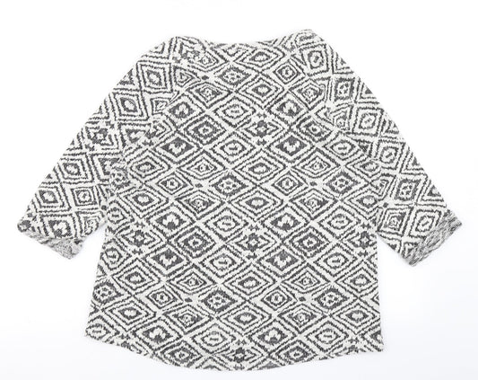 Papaya Womens Ivory Geometric Basic T-Shirt Size 14