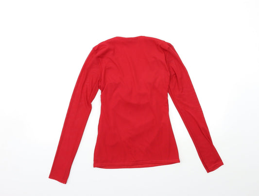 Boohoo Womens Red Basic Blouse Size 6