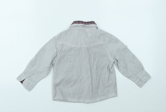 George Boys Grey Striped Basic Button-Up Size 9-12 Months
