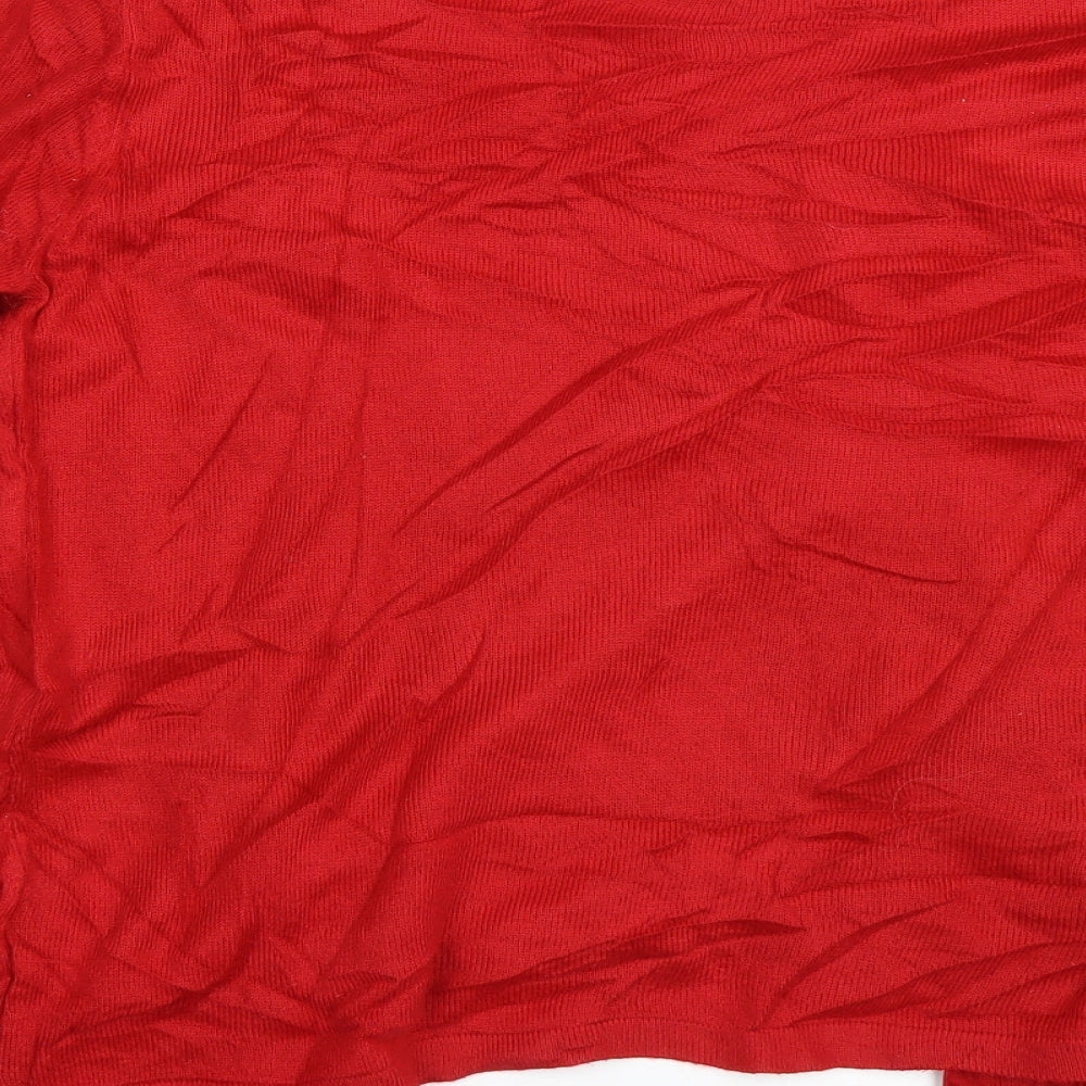 Angelina Womens Red Striped Pullover Jumper Size S