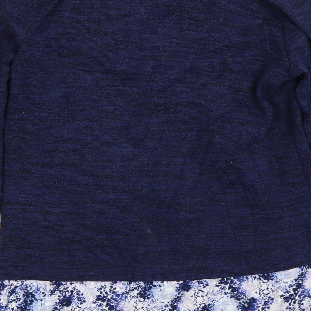 M&S Womens Blue Floral Pullover Jumper Size 8