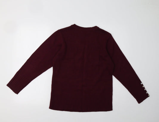aprodnetz Womens Purple Knit Pullover Sweatshirt Size 12