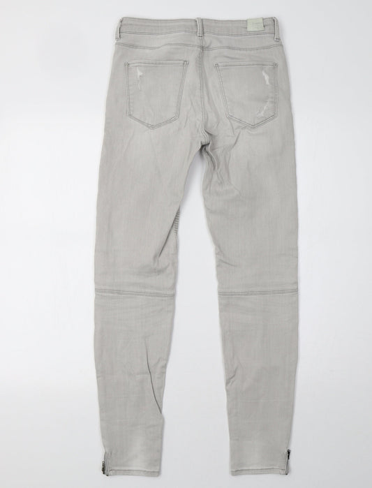 Bershka Womens Grey Denim Skinny Jeans Size 28 L30 in