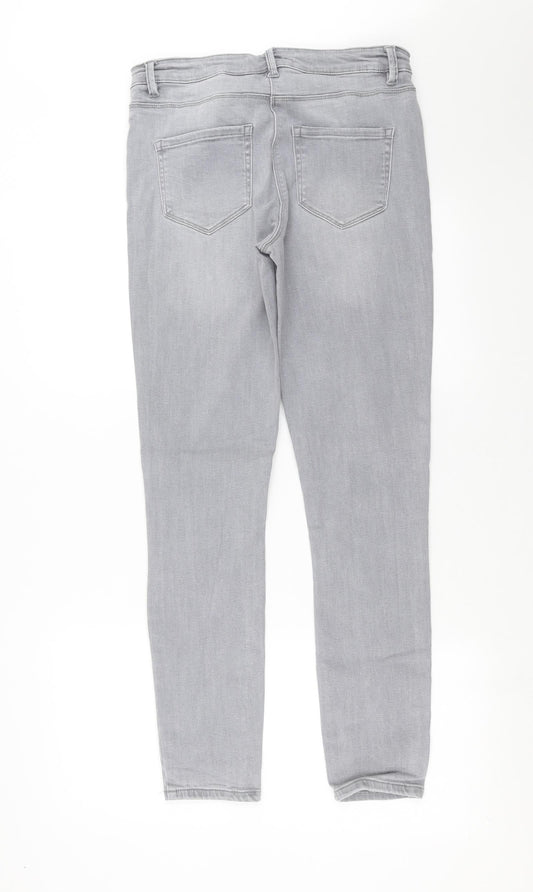 Preworn Womens Grey Denim Skinny Jeans Size 14 L29 in