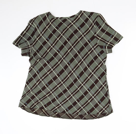 Richards Womens Brown Check Basic Blouse Size 16