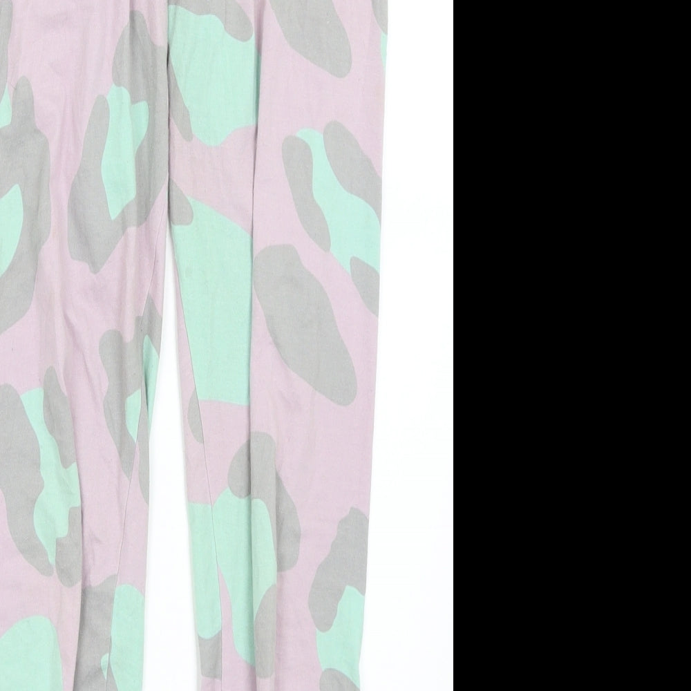 ASOS Womens Pink Animal Print Trousers Outfit/Set Size 8 L22 in