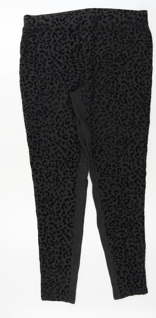 Marks and Spencer Womens Grey Animal Print Trousers Size 18 L28 in