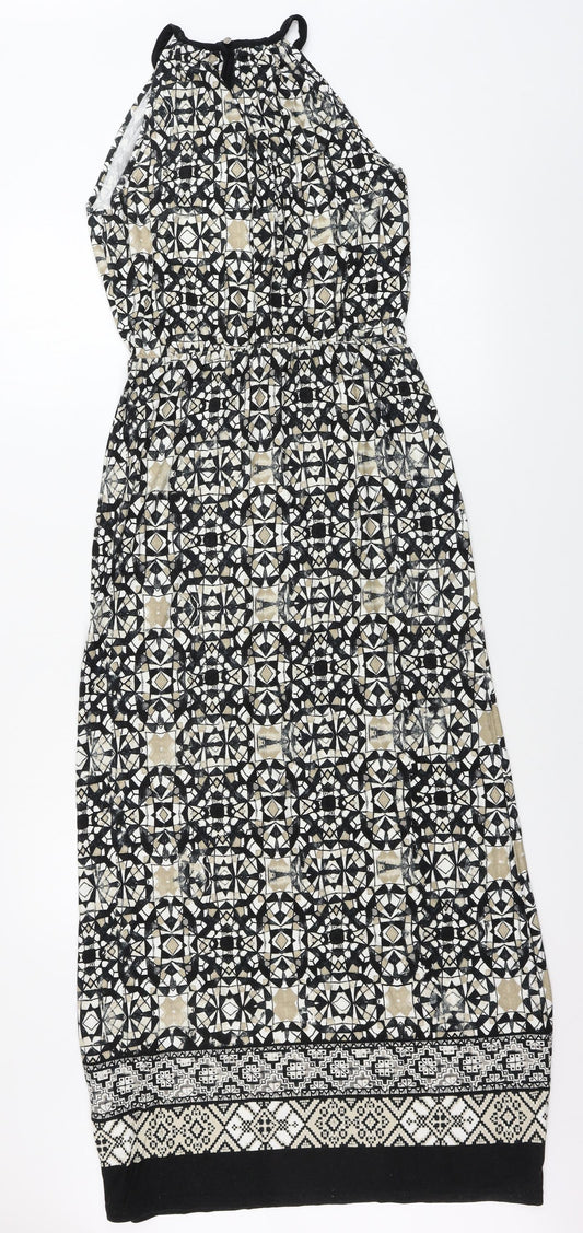 Wallis Womens Beige Geometric A-Line Size 8