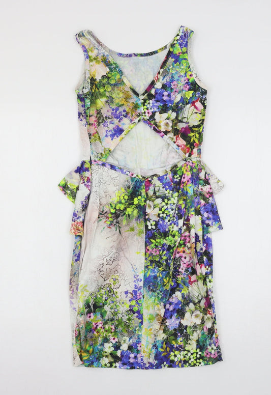 River Island Womens Multicoloured Floral Bodycon Size 8
