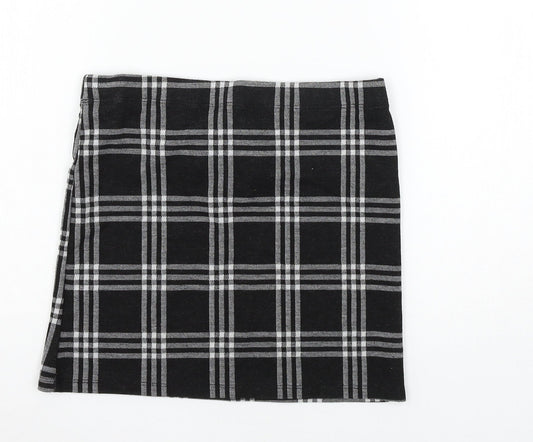 Miss E-vie Girls Black Check Jersey A-Line Skirt Size 10-11 Years