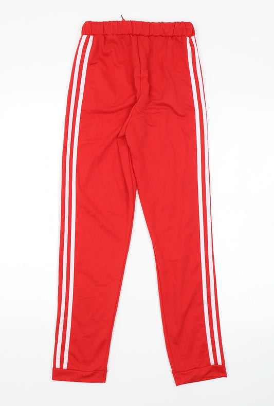 Preworn Womens Red Striped Track Pants Trousers Size S L27 in