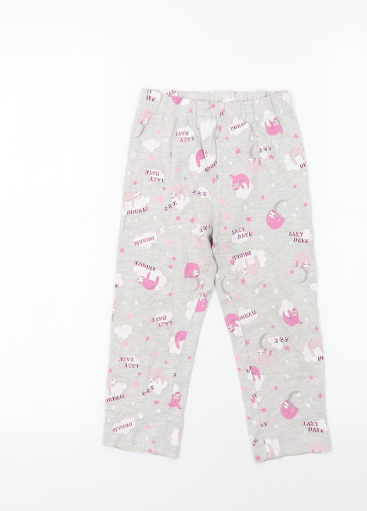 Primark Girls Grey Lounge Pants Size 3-4 Years - Sloth