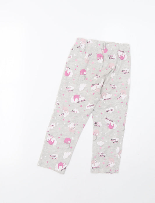 Primark Girls Grey Lounge Pants Size 3-4 Years - Sloth