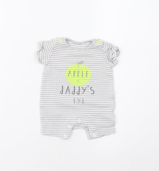 Mothercare Baby Grey Striped Romper One-Piece Size 0-3 Months - Apple