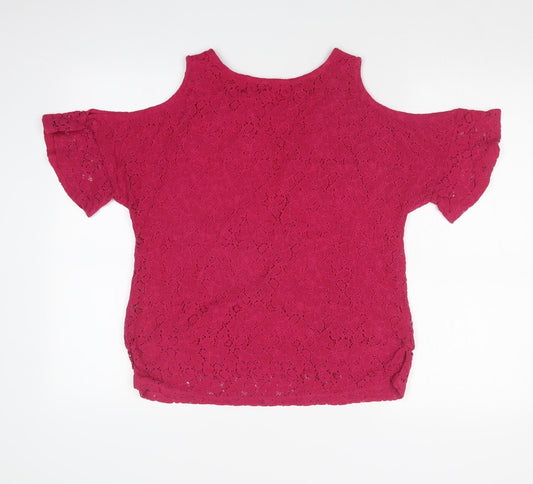 Peacocks Womens Pink Floral Basic T-Shirt Size 14